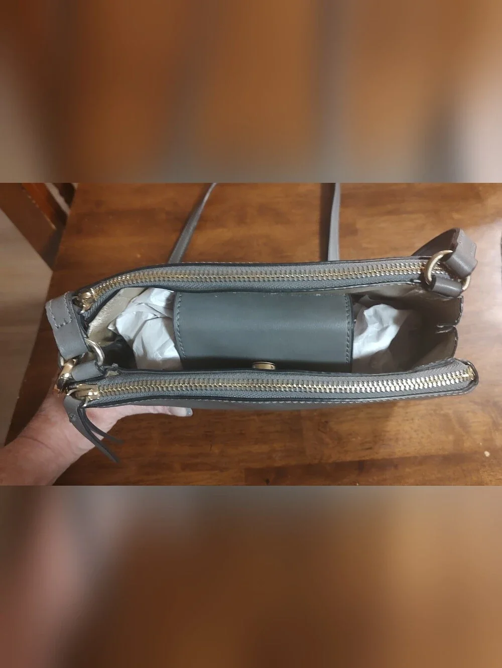 Nine West Gray Crossbody with Gold Hardware